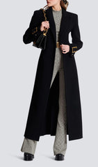 BLACK LONG COAT WITH BELT