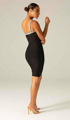 BLACK CRYSTAL STRAPS CROSET DRESS