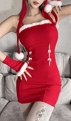 Fashion fleece suspender dress