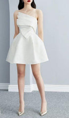 STRAPY HEM MINI DRESS IN WHITE