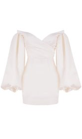 BUBBLE LONG SLEEVE MINI DRESS IN IVORY