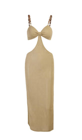 Chain slit cutout dress.