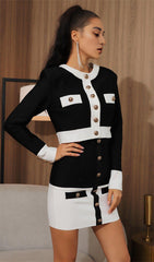 WHITE AND BLACK BANDAGE DRESS