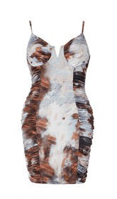 Tie-dye low-cut dress