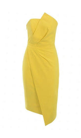 FOLD FRONT MINI DRESS IN YELLOW