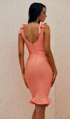 PINK RUFFLED BANDAGE DRESS