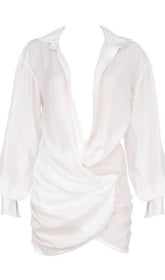 WHITE LONG SLEEVE SHIRT DRESS