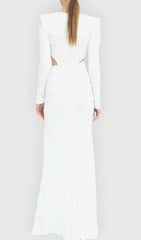 PHENIX BROOCH CUTOUT MAXI DRESS IN WHITE