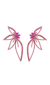 CRYSTAL FLOWER EARRINGS IN PINK