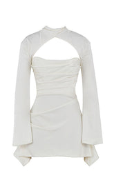 IVORY DRAPE CUT OUT MINI DRESS