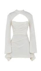 IVORY DRAPE CUT OUT MINI DRESS