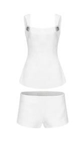 BOW-EMBELLISHED RHINESTONE MINI DRESS IN WHITE