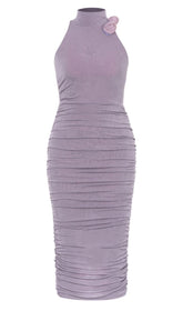 EMBELLISHED BANDAGE MIDI DRESS IN LAVENDER
