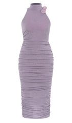 EMBELLISHED BANDAGE MIDI DRESS IN LAVENDER