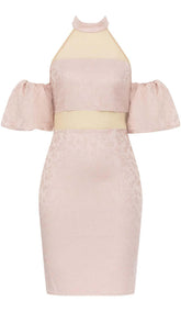 HALTER PUFF MINI DRESS IN PINK