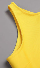HOLLOW HIGH SPLIT MAXI DRESS IN YELLOW