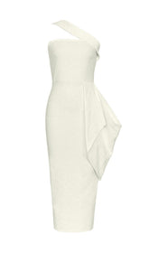LEAF EMBROIDERY MIDI DRESS IN WHITE