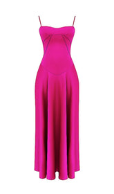 FUCHSIA LACE UP MAXI DRESS