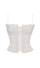 IVORY SEQUIN PLEAT CORSET