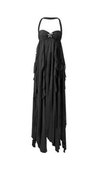 LACE IRREGULAR MAXI DRESS IN BLACK