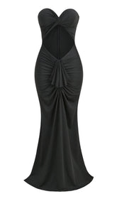 BANDEAU DRAPE MAXI DRESS IN BLACK
