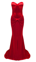 STRAPLESS CORSET TWO-PIECE DRESS IN RED