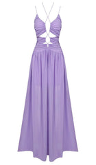 CUTOUT TULLE MAXI DRESS IN LIGHT PURPLE