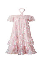 HALTER SEQUINS MINI DRESS IN PINK