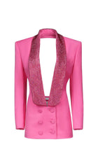 CUTOUT CRYSTAL-EMBELLISHED MINI DRESS IN PINK
