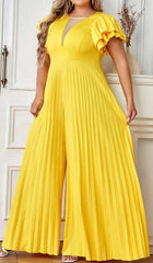 PLUNGE PLATED MAXI DRESS IN YELLOW