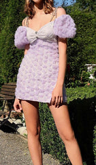 ROSE EMBELLISHED MINI DRESS IN LILAC