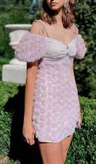 ROSE EMBELLISHED MINI DRESS IN LILAC
