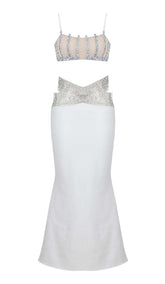 EMBELLISHED PERSPECTIVE TWO PIECE SET IN WHITE