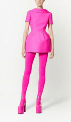 HOT PINK CREPE STRUCTURED MINI DRESS