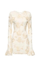 LONG SLEEVE 3D MESH TIGHT MINI DRESS