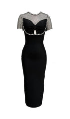 CRYSTAL MESH BANDAGE MIDI DRESS