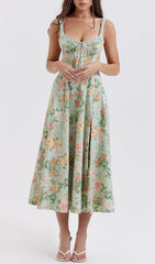 LIGHT JADE PRINT BUSTIER SUNDRESS