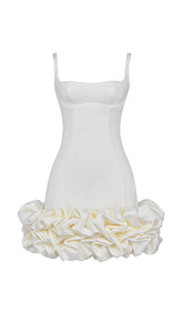 IVORY RUFFLE HEM DRESS