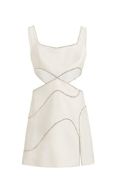 DIAMOND CUTOUR MINI DRESS IN WHITE