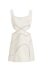 DIAMOND CUTOUR MINI DRESS IN WHITE