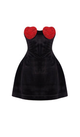 RED CRYSTAL HEART MINI DRESS