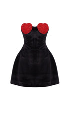 RED CRYSTAL HEART MINI DRESS