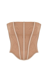 BEIGE MESH STRAPLESS CORSET