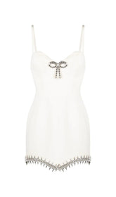 BANDAGE DIAMOND STRAPPY MINI DRESS IN WHITE