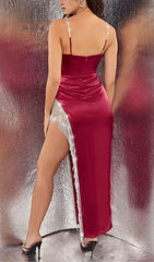 BANDAGE FRINGED MAXI DRESS IN RED