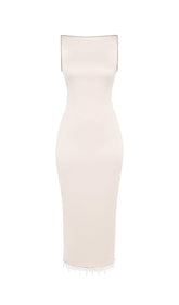 IVORY CRYSTALLISED MIDI DRESS