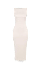 IVORY CRYSTALLISED MIDI DRESS