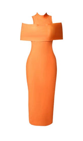 OFF-THE-SHOULDER TIGHT DRESS IN ORANGE