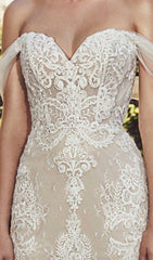 OFF SHOULDER LACE SHORT WEDDING DRESS IN APRICOT