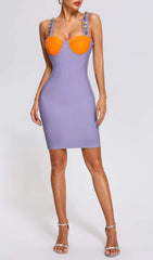 Purple Orange Bandage Mini Dress